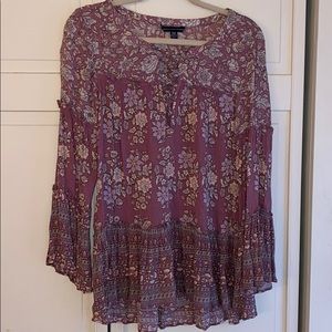 American Eagle Long Sleeve Floral Flowy Shirt - XS